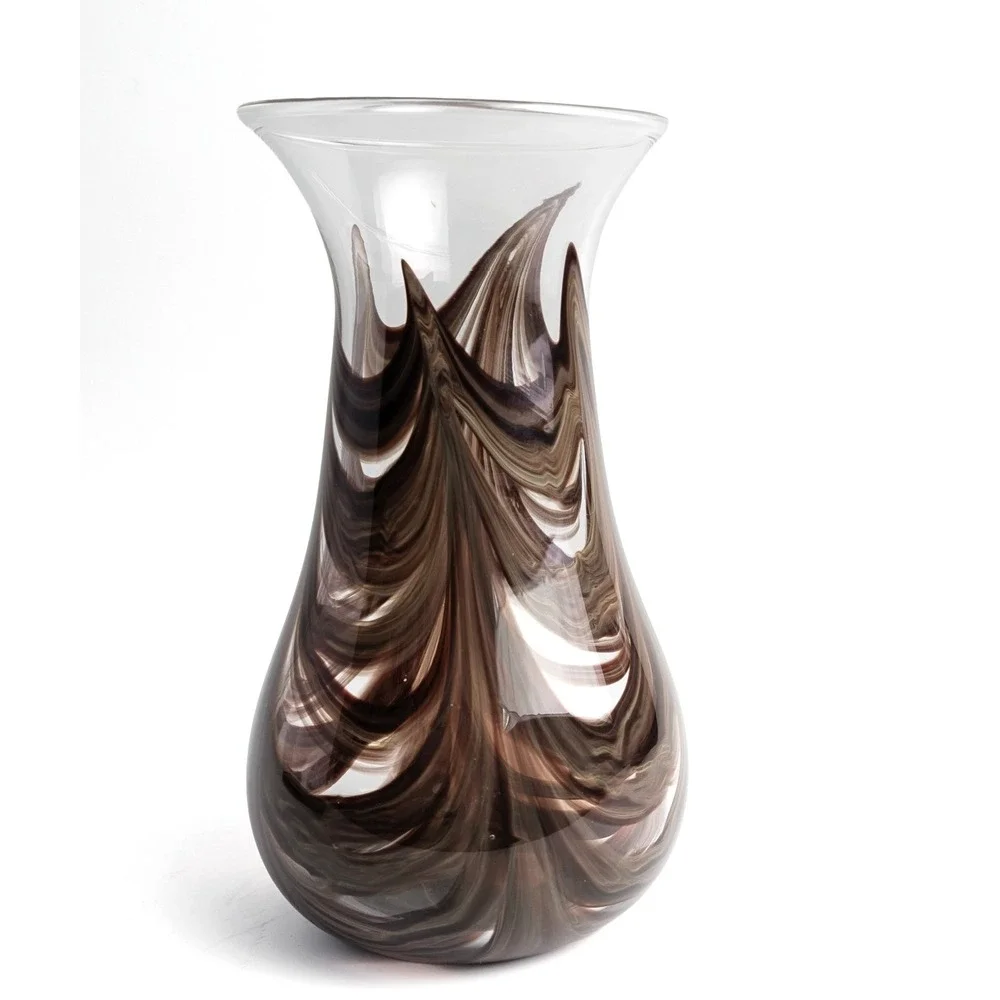 Vintage Adrian Sankey Art Glass Vase Brown Swirl Hand Blown England